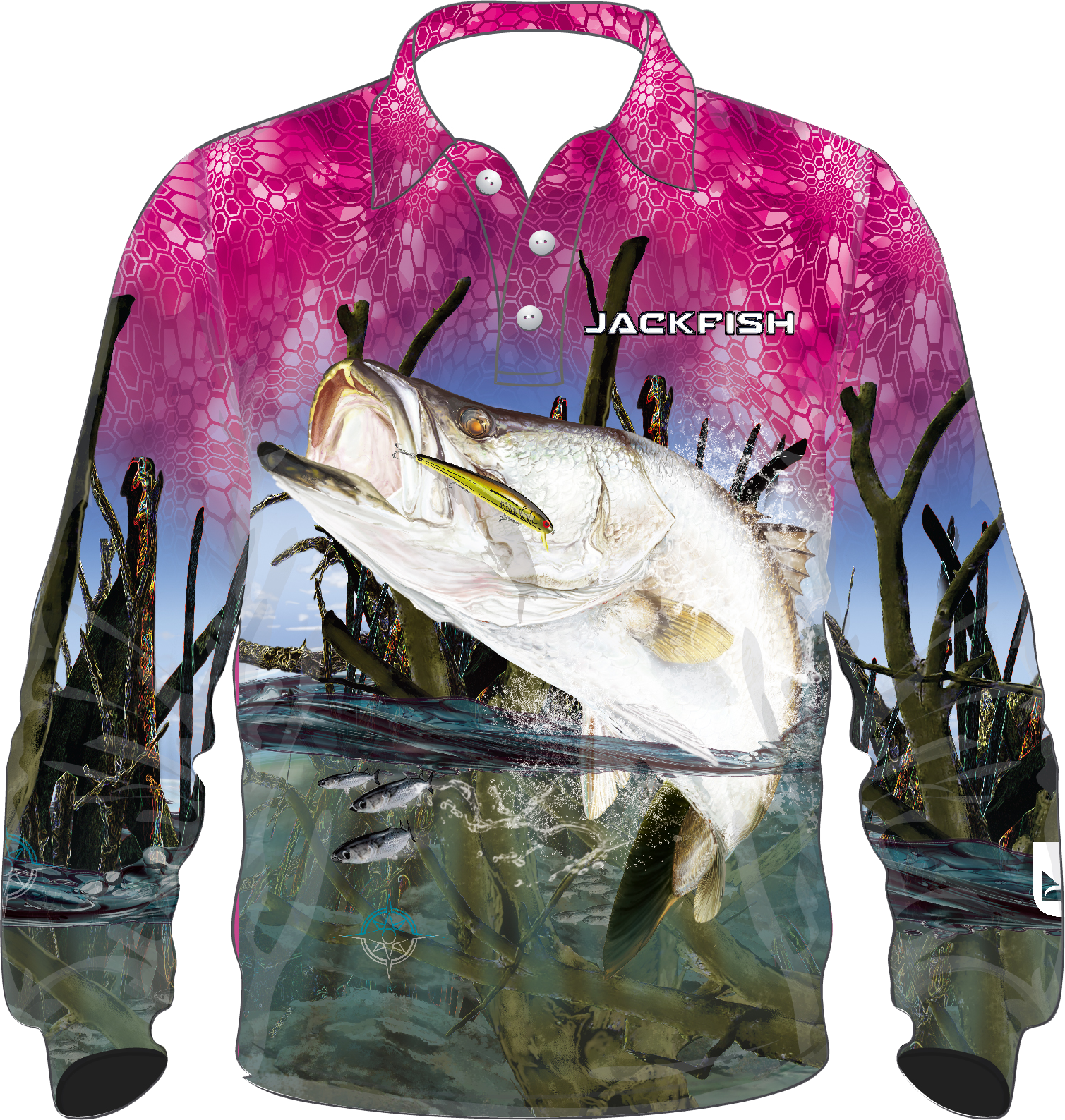 Barramundi Pink Long Sleeve Fishing Shirt Youth